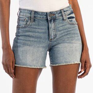 Kut From The Kloth Gidget Mid Rise Fray Short Light Blue Size 0